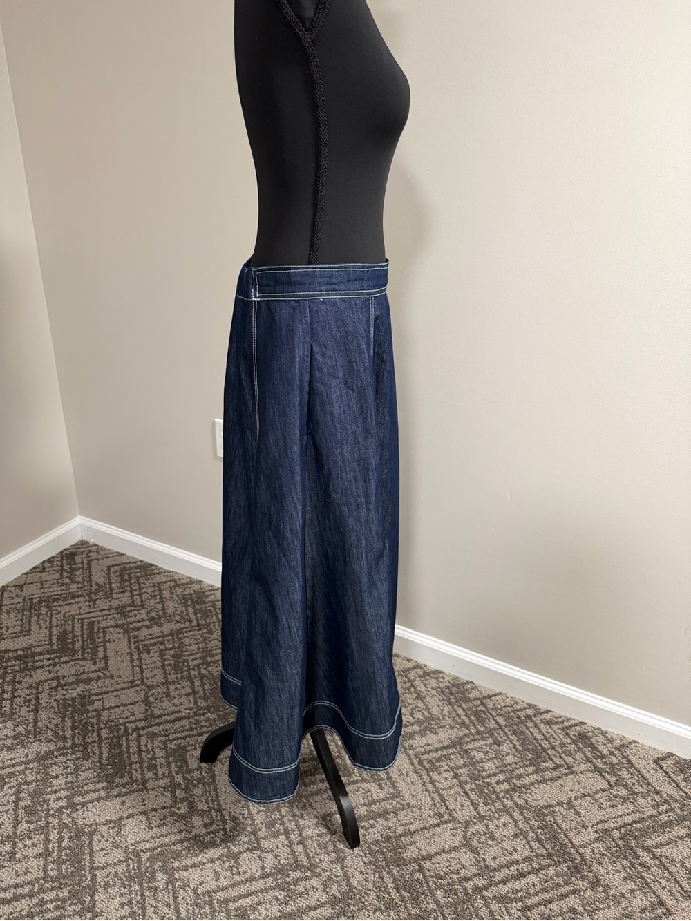 Pilcro Side-Slit Denim A-Line Midi Skirt - Picture 9 of 13